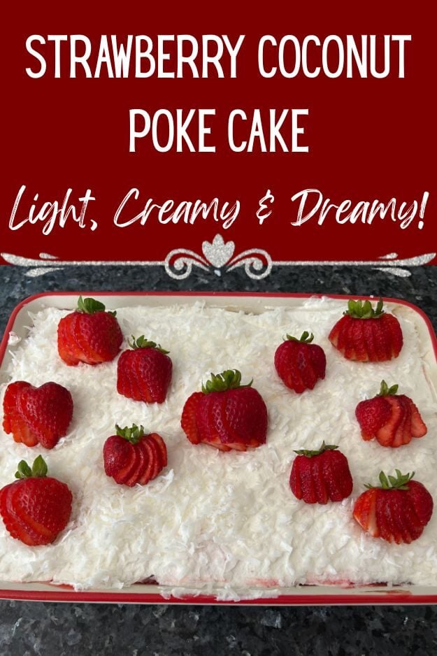 Strawberry Coconut Poke Cake (pin for Pinterest)
