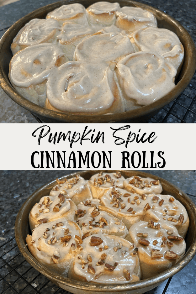 pumpkin spice cinnamon rolls pin for pinterest