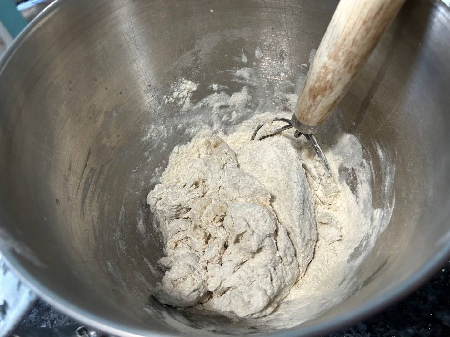 mixed dough in bowl