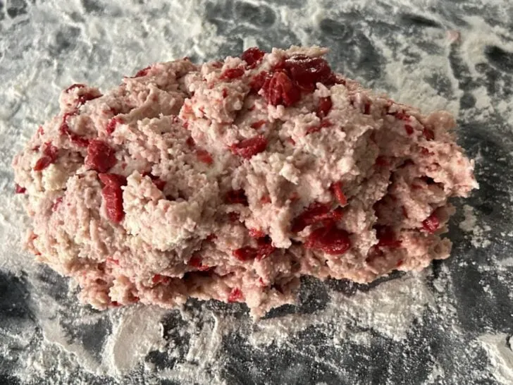 scone dough on floured work space