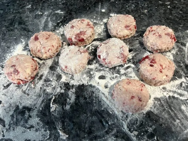 scones cut out and ready to bake