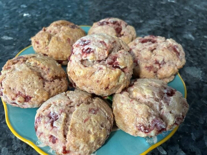 plate of cherry scones