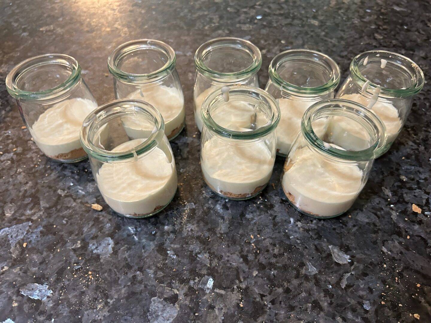 cream cheese mixture in parfait dish