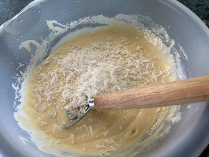 Strawberry Coconut Poke Cake batter