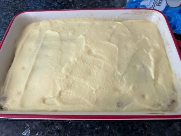 cake with pudding on top