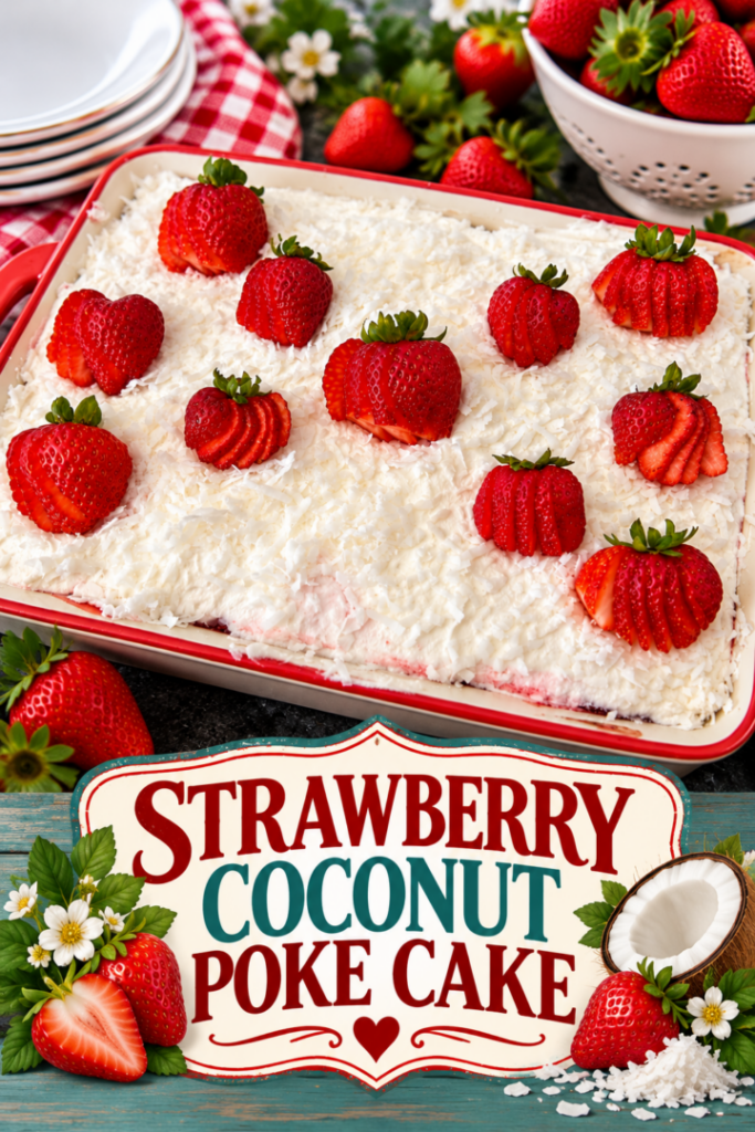 Strawberry Coconut Poke Cake (Light, Creamy & Dreamy!)