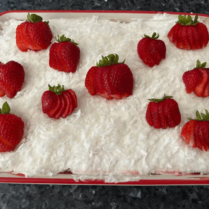 Strawberry Coconut Poke Cake