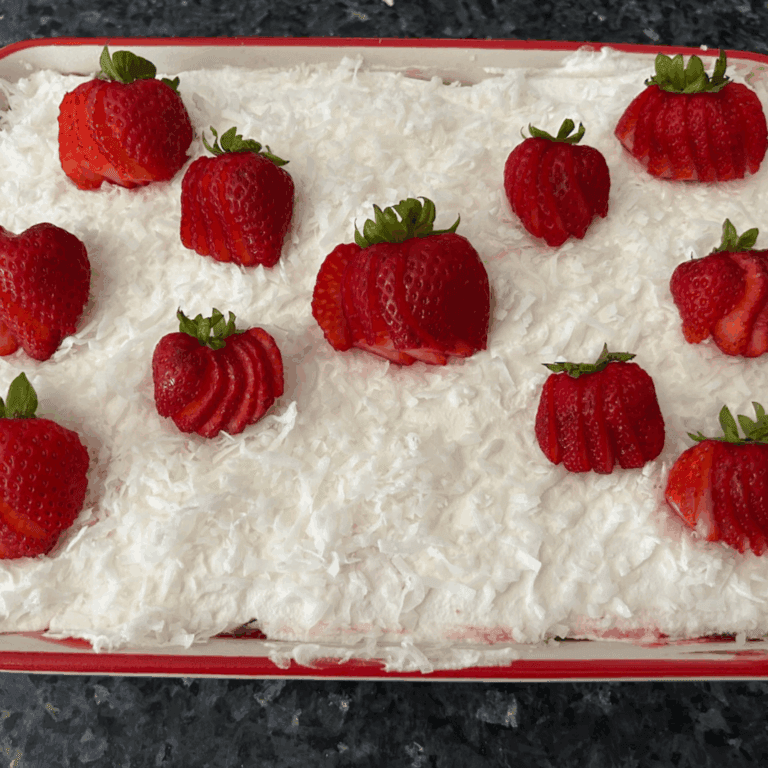 Strawberry Coconut Poke Cake (Light, Creamy & Dreamy!)