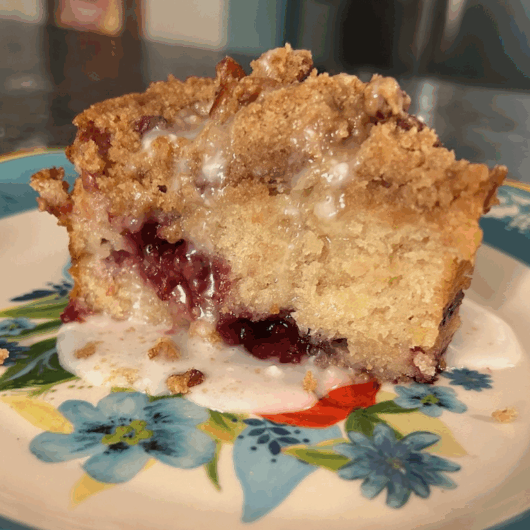 Triple Berry Banana Coffee Cake (with Streusel Topping)