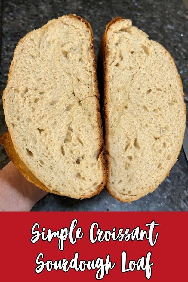 Simple Croissant Sourdough Loaf pin for pinterest