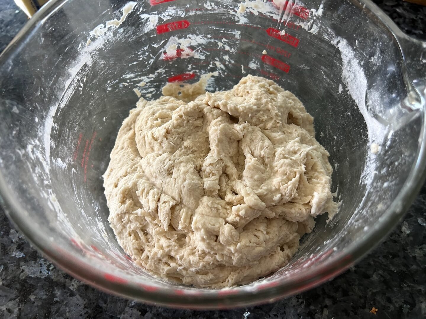 shaggy dough in bowl