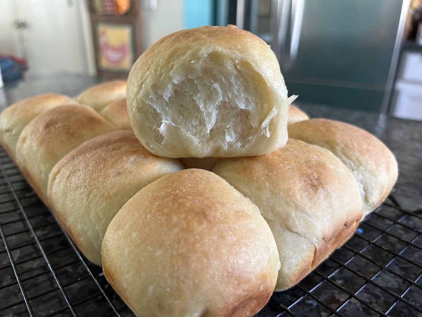 fluffy interior of dinner roll
