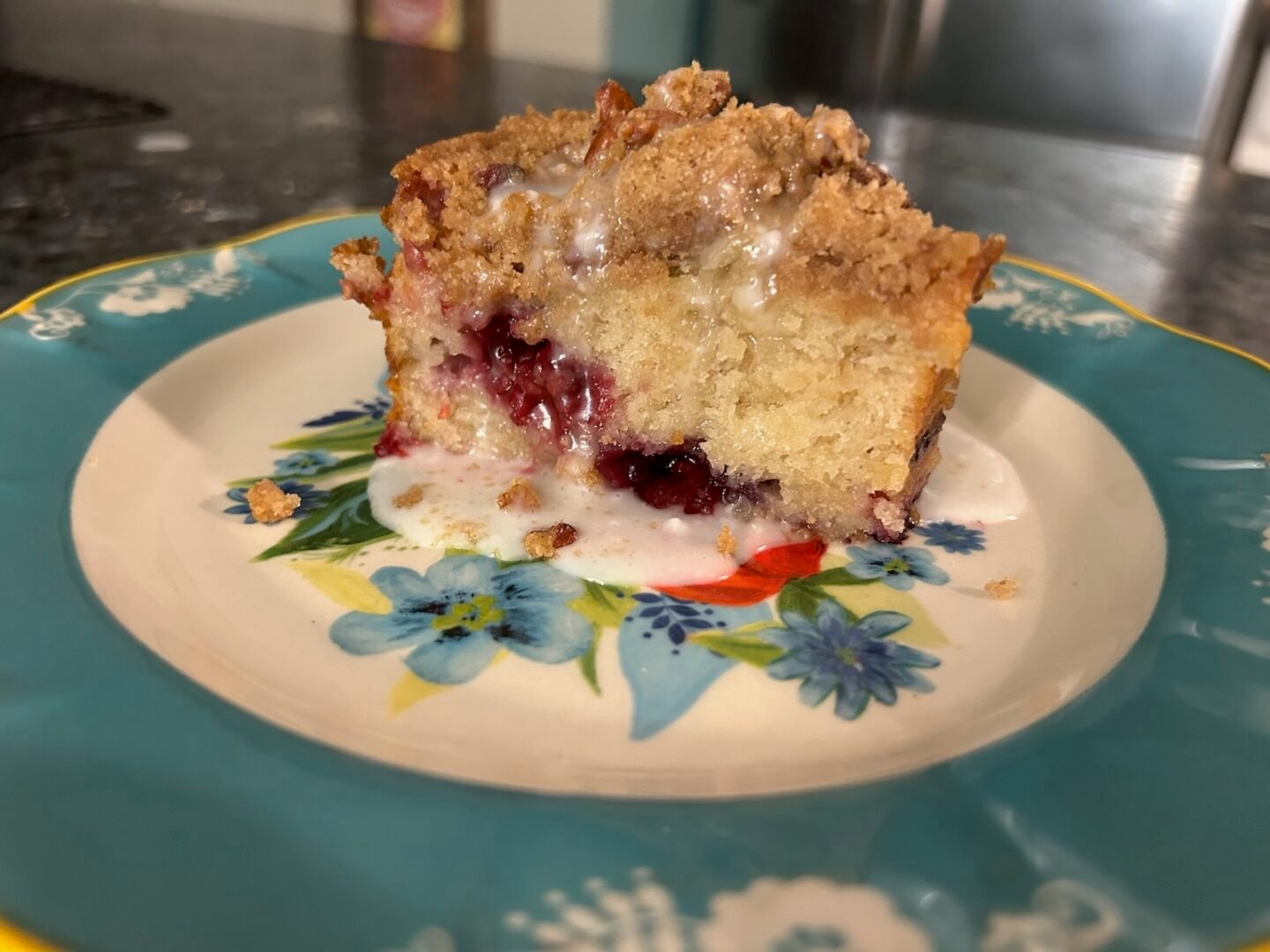 slice of banana coffee cake on plate