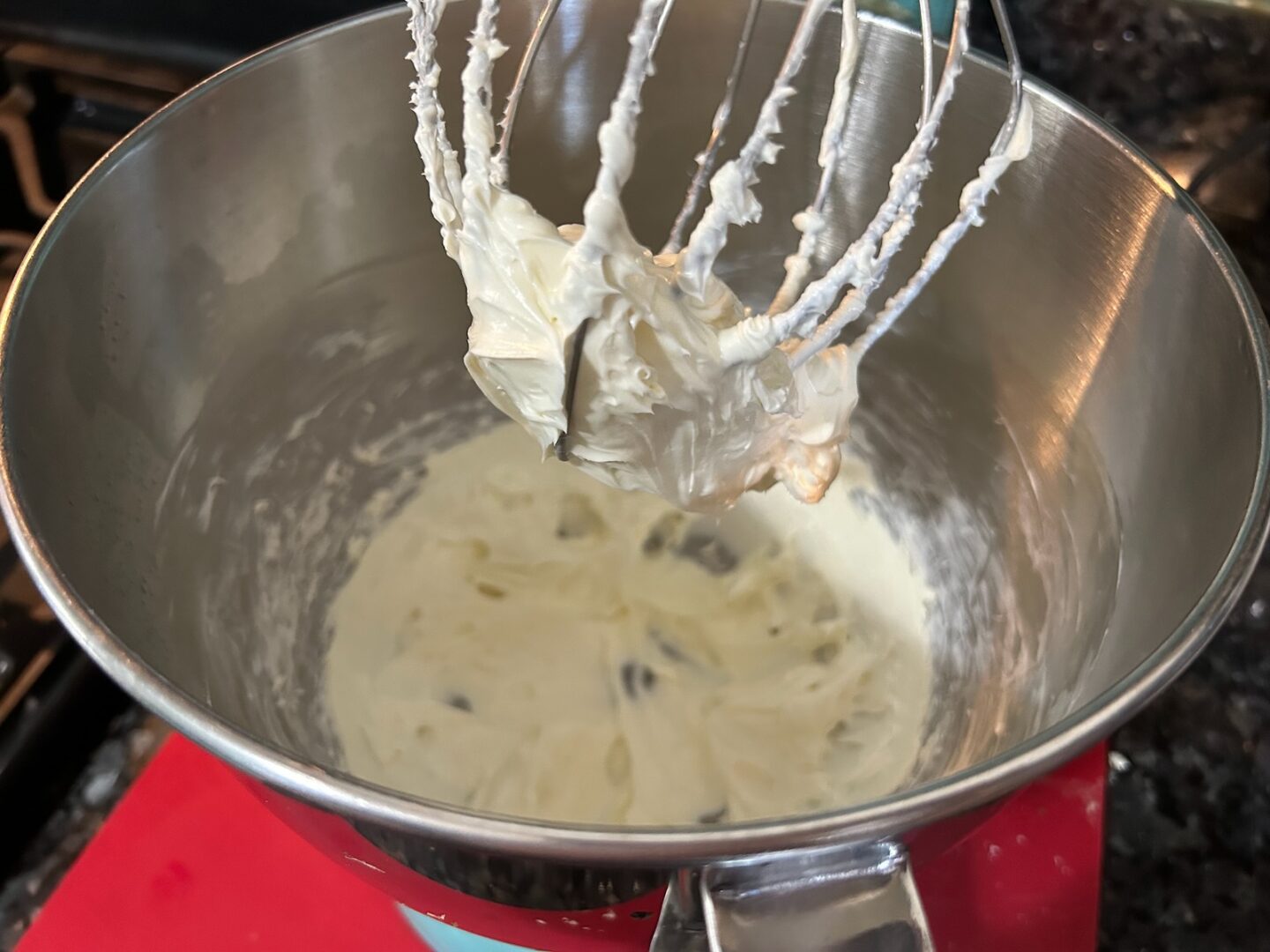 cream cheese (whipped in mixing bowl)