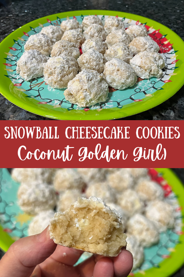 Snowball Cheesecake Cookies (Coconut Golden Girls) pin for pinterest