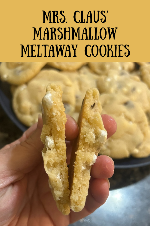 Mrs. Claus’ Marshmallow Meltaway Cookies pin for pinterest
