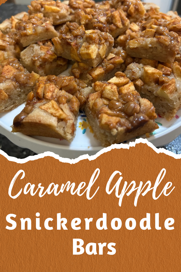 Caramel Apple Snickerdoodle Bars pin for Pinterest