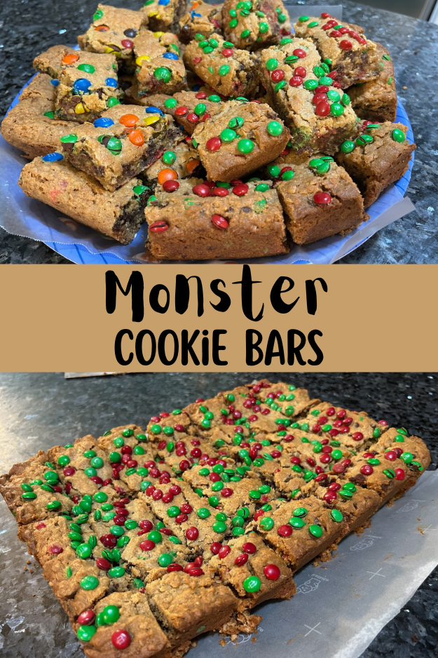 monster cookie bar pin for Pinterest 