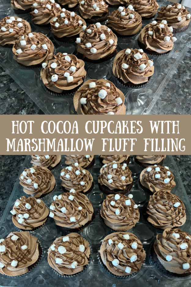 hot cocoa cupcakes pin for pinterest