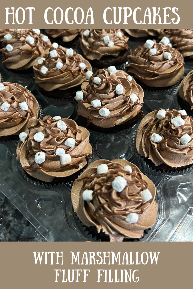hot cocoa cupcakes pin for pinterest