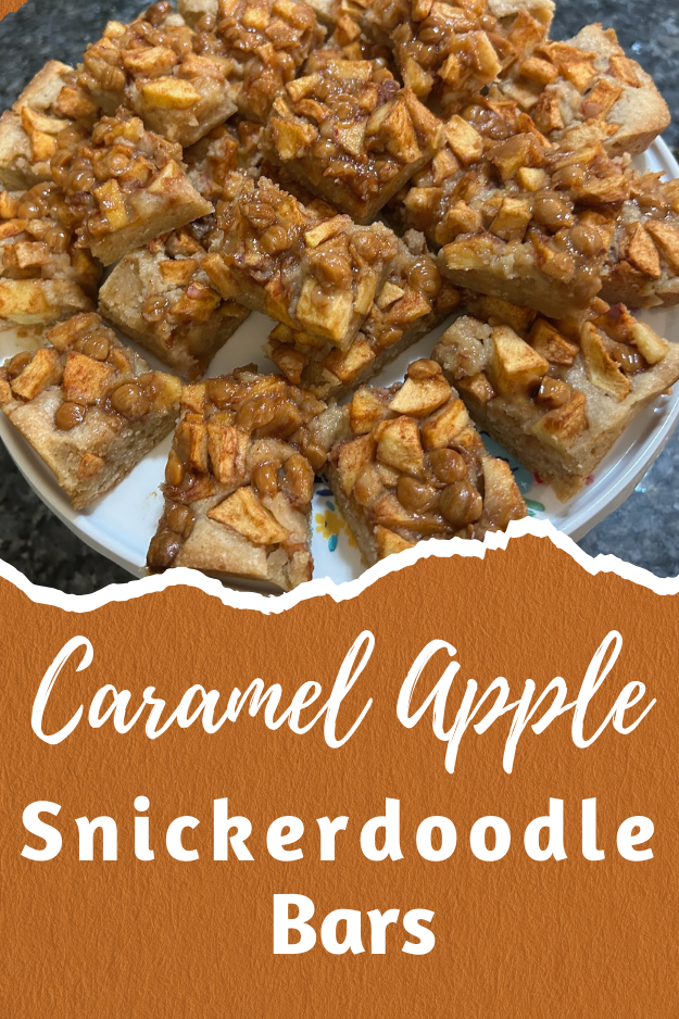 Caramel Apple Snickerdoodle Bars pin for Pinterest