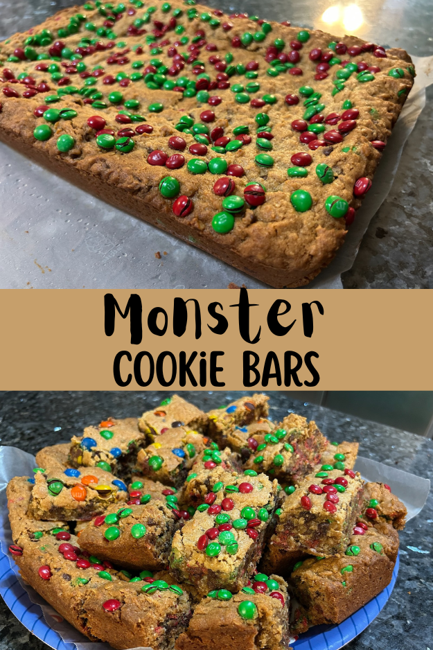 monster cookie bars pin for pinterest