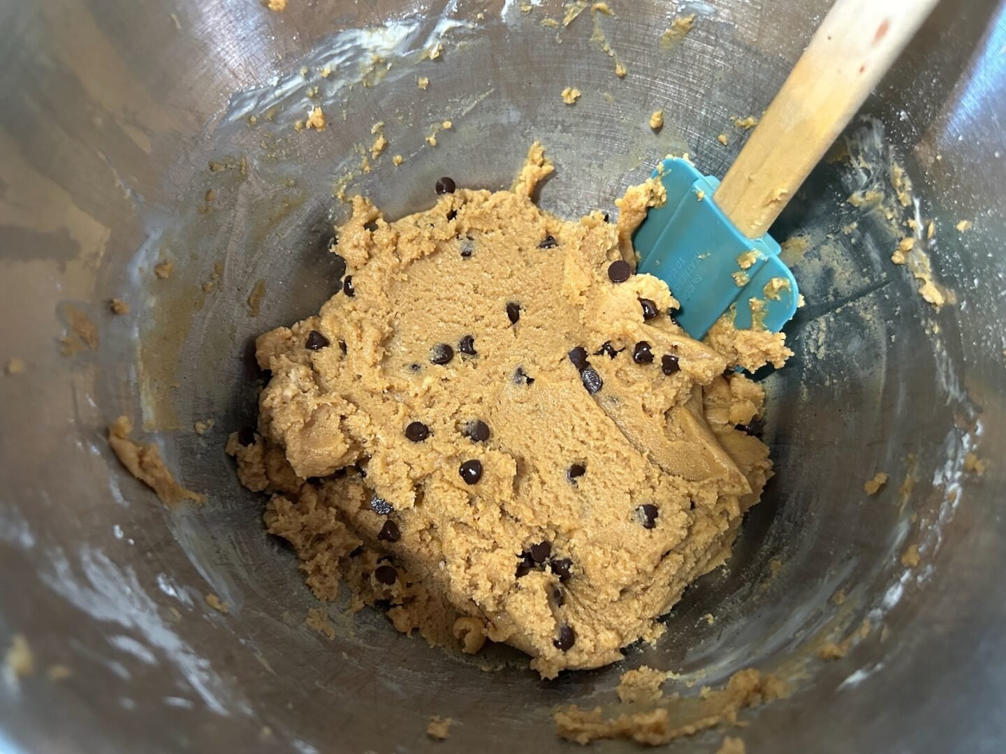 peanut butter pie filling with mini chocolate chips added