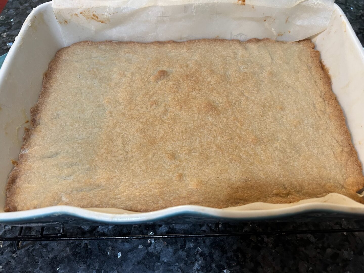 Peppermint Bark Cookie Bar crust, baked