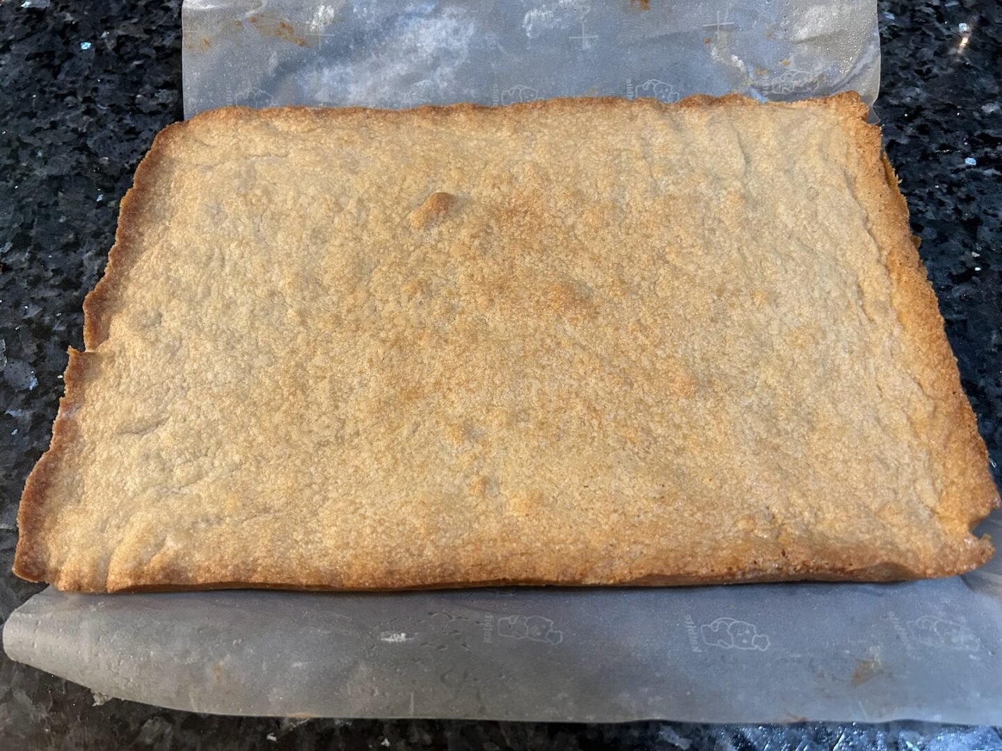 Peppermint Bark Cookie Bar crust, baked