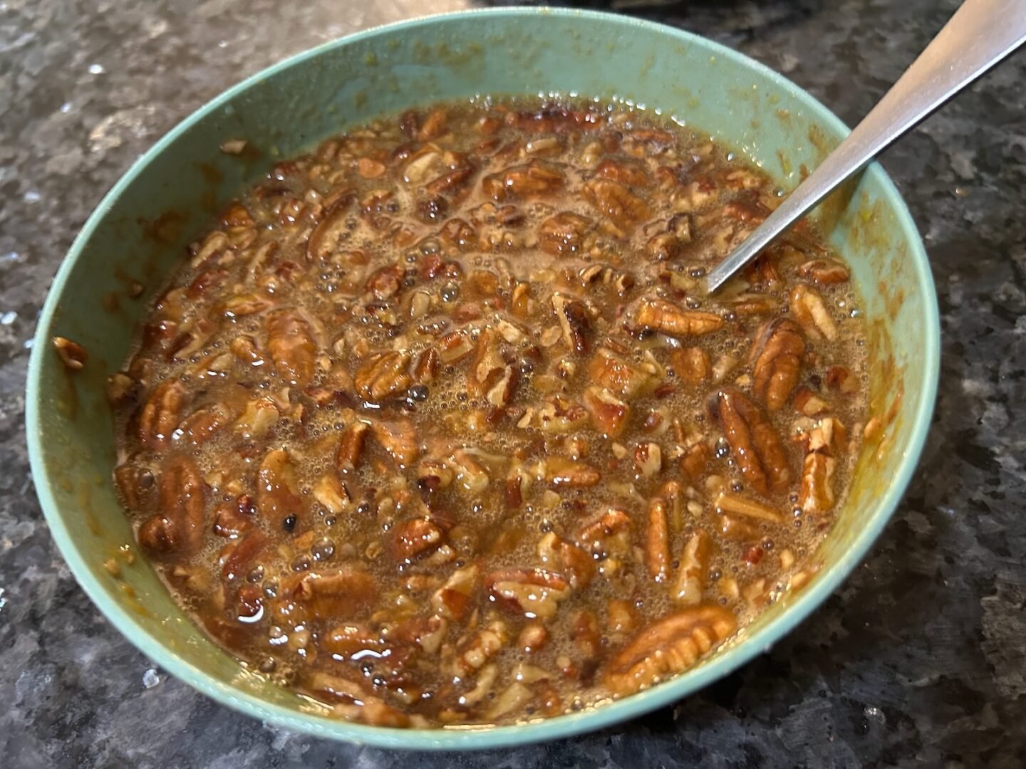 pecan pie topping in bowl