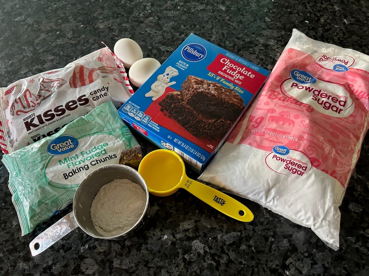Peppermint brownie kiss cookie ingredients