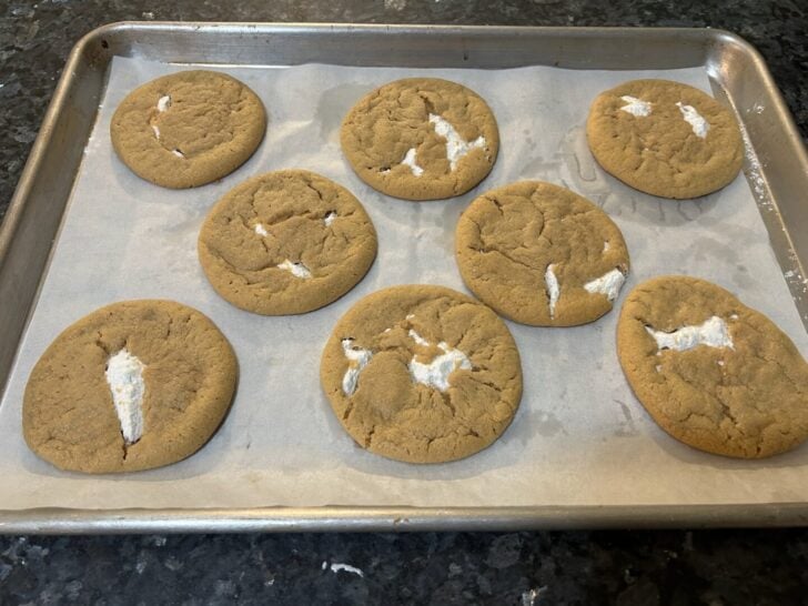 Fluffernutter cookies on tray