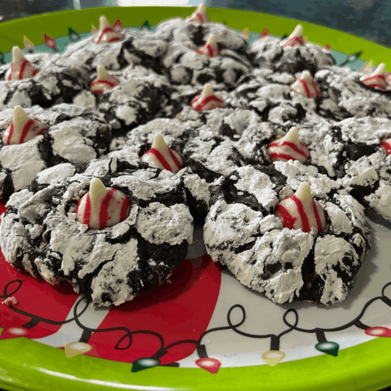 Peppermint Brownie Kiss Cookies (Doctored Brownie Mix)