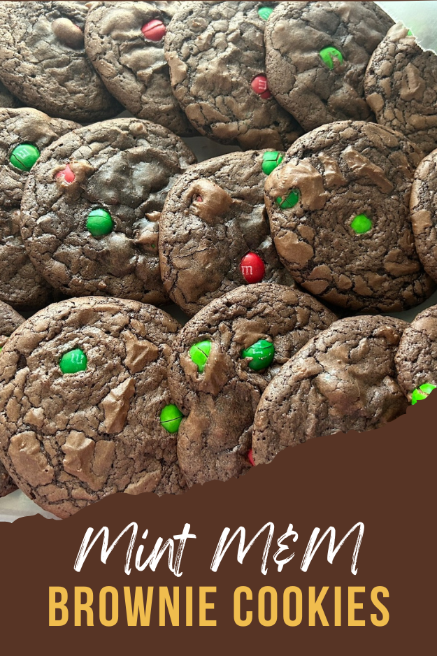 Mint M&M Brownie Cookies Pin for Pinterest