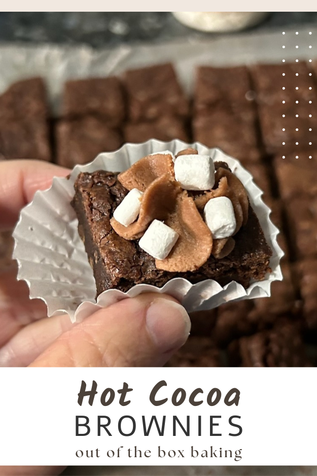 hot cocoa brownies pin for pinterest