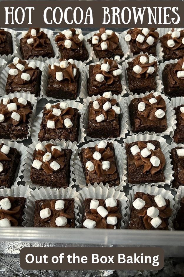 hot cocoa brownies pin for pinterest