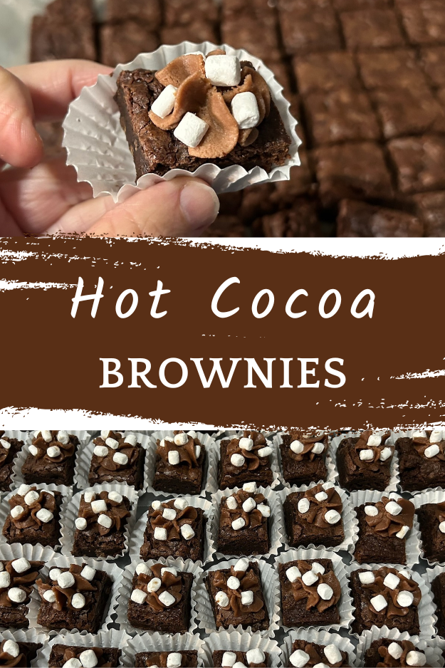 hot cocoa brownies pin for pinterest
