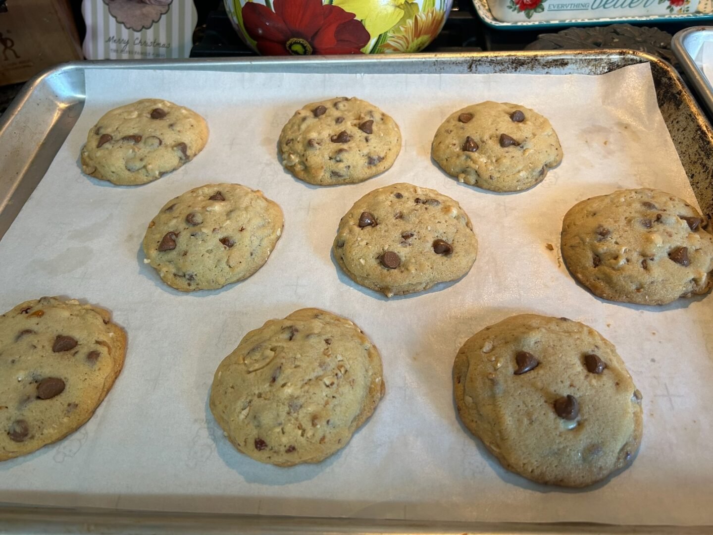 Spanish Peanut Chocolate Chip Cookies fresh from the oven