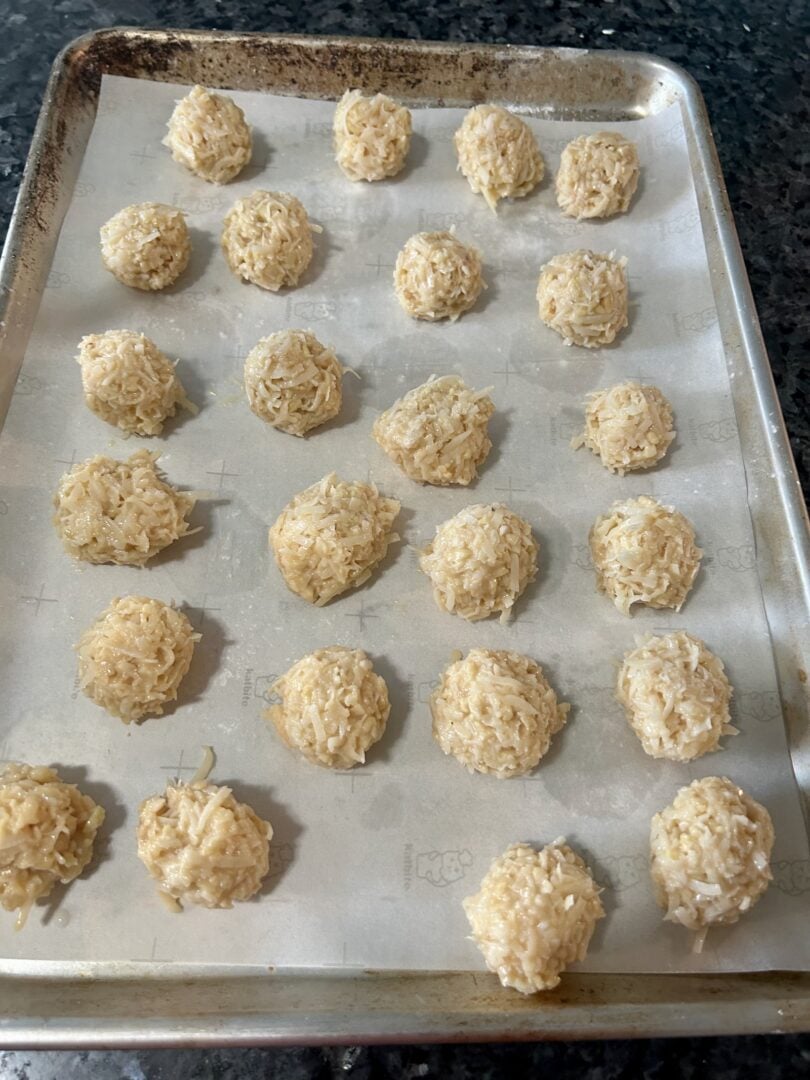 coconut balls interior rolled into balls