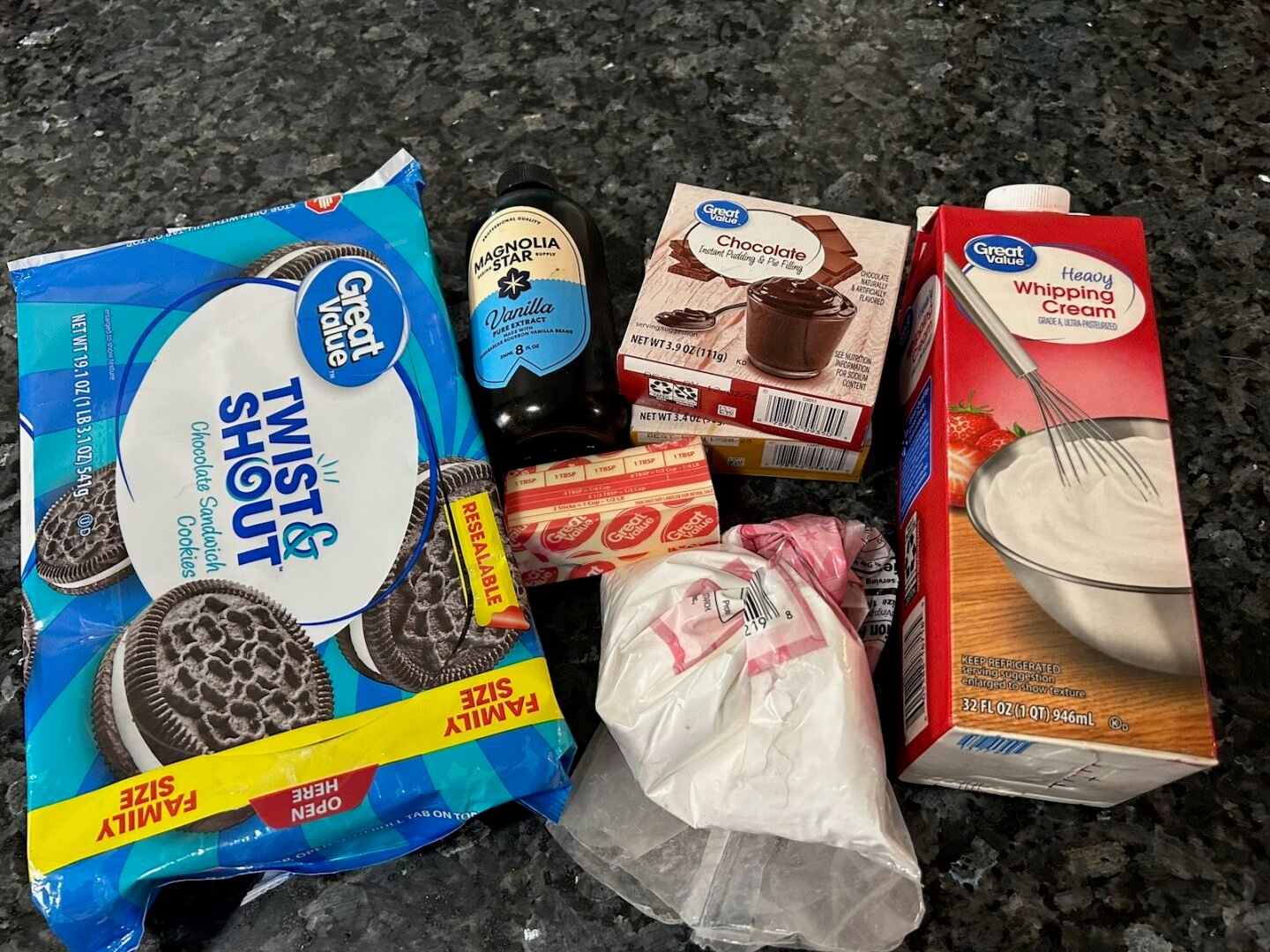 No Bake Chocolate Cream Pie ingredients