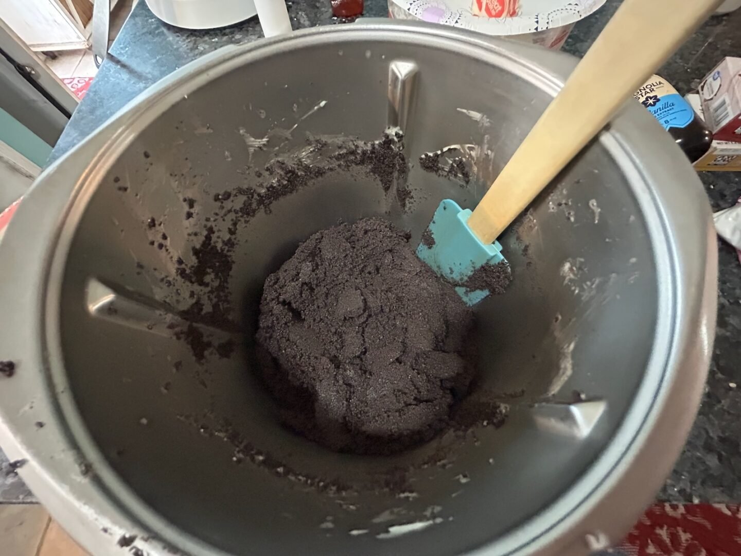 No Bake Chocolate Cream Pie crust mixed