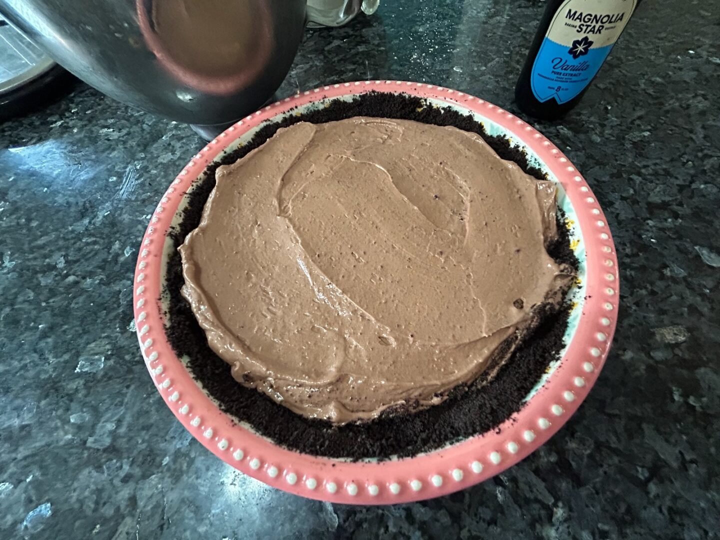 No Bake Chocolate Cream Pie (chocolate filling in crust)