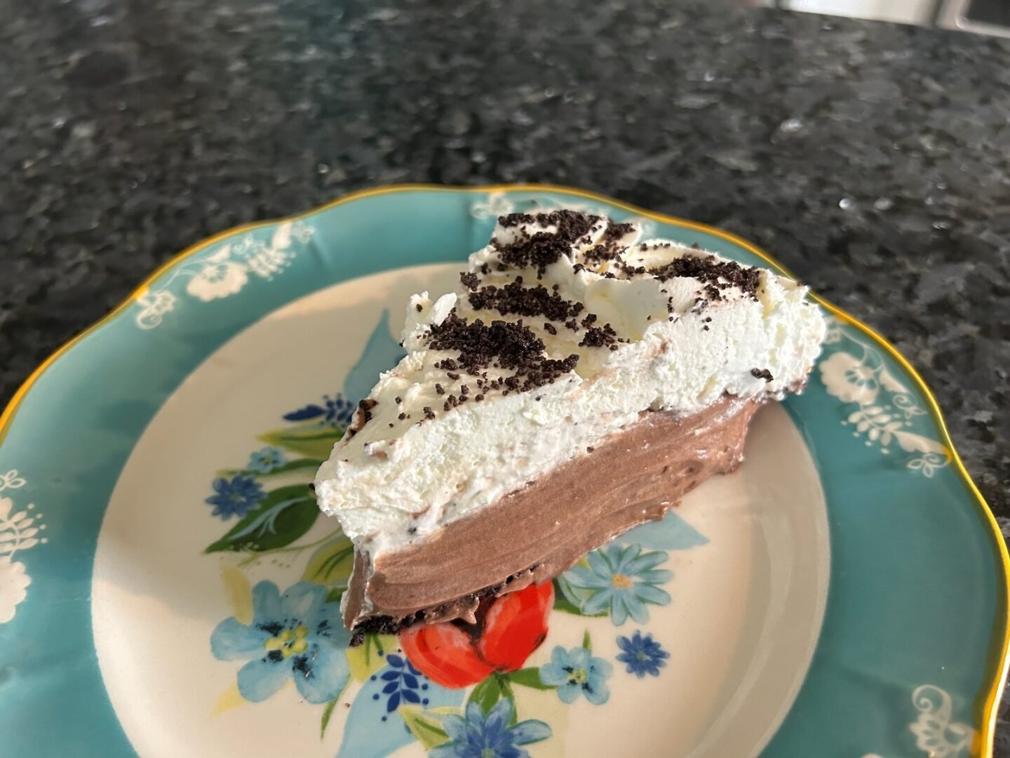 slice of chocolate cream pie