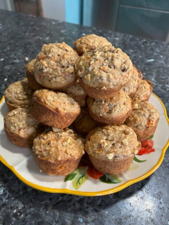 carrot oat muffins on plate
