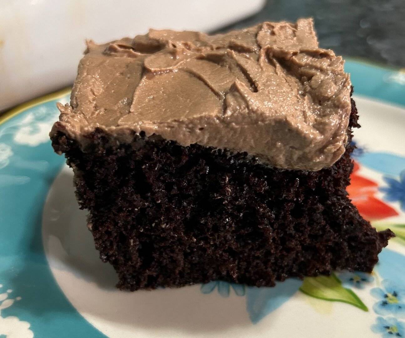 Slice of Old-Fashioned Black Magic Cake
