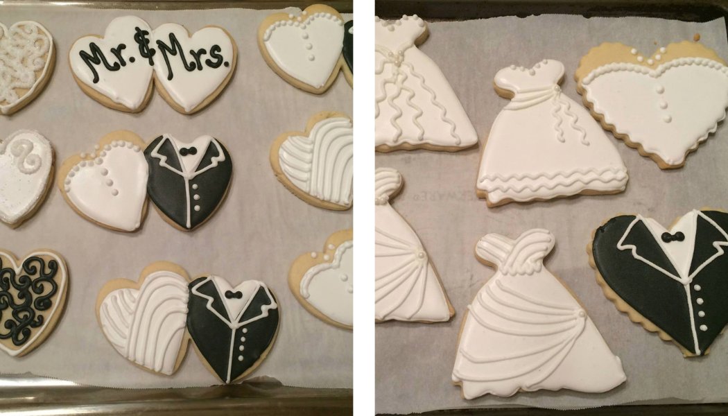 black and white wedding cookies