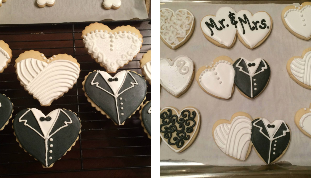 black and white wedding cookies