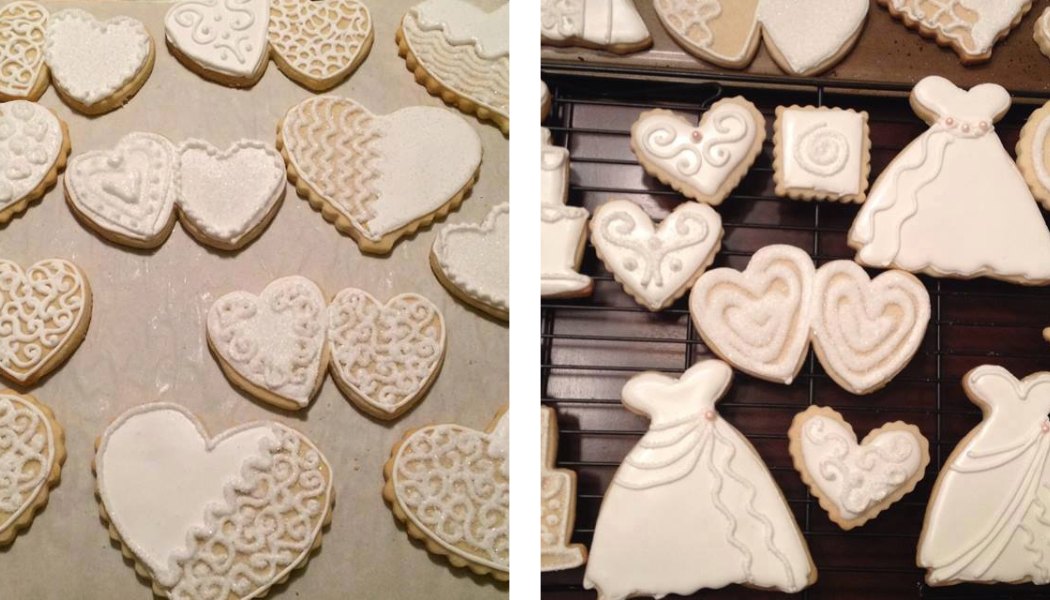 pretty white wedding cookies