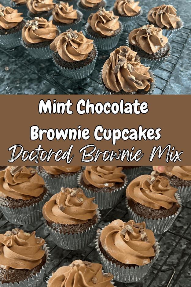 mint chocolate brownie cupcakes pin for pinterest