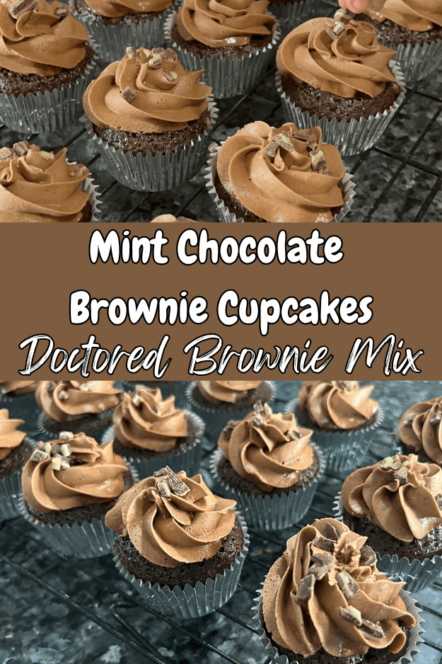 mint chocolate brownie cupcakes pin for pinterest